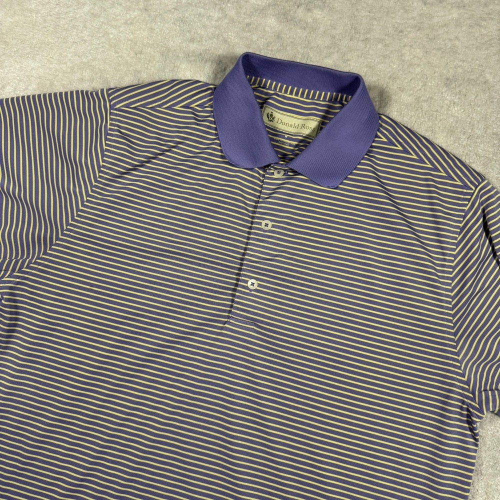 Donald Ross Polo Shirt Men Medium Purple Striped Abacoa Golf Club Short Sleeve